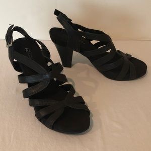 Aerosoles Womens Strappy Sandals 8M Black Leather